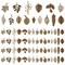 150pcs 15 Styles Tree Leaf Charms Pendants, Tibetan Branch Leaves Charms Metal Alloy Leaf Beads Antique Bronze Dangle Charm for Spring Earring Bracelet Necklace Kaychain Jewelry Making